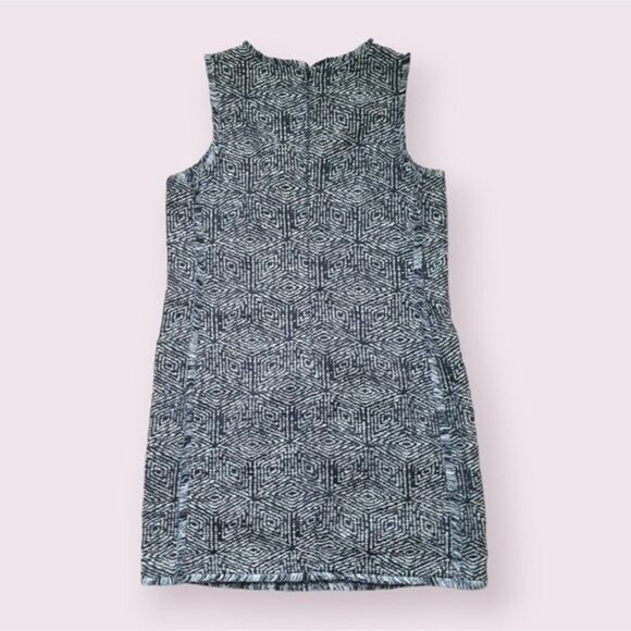 BANANA REPUBLIC Tweed Shift Dress Sz 6 Fringe Hem Geometric Print Sleeveless - Picture 4 of 9